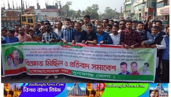 সুনামগঞ্জ জেলা স্বেচ্ছাসেবক দলের বিক্ষোভ ও প্রতিবাদ সমাবেশ অনুষ্ঠিত