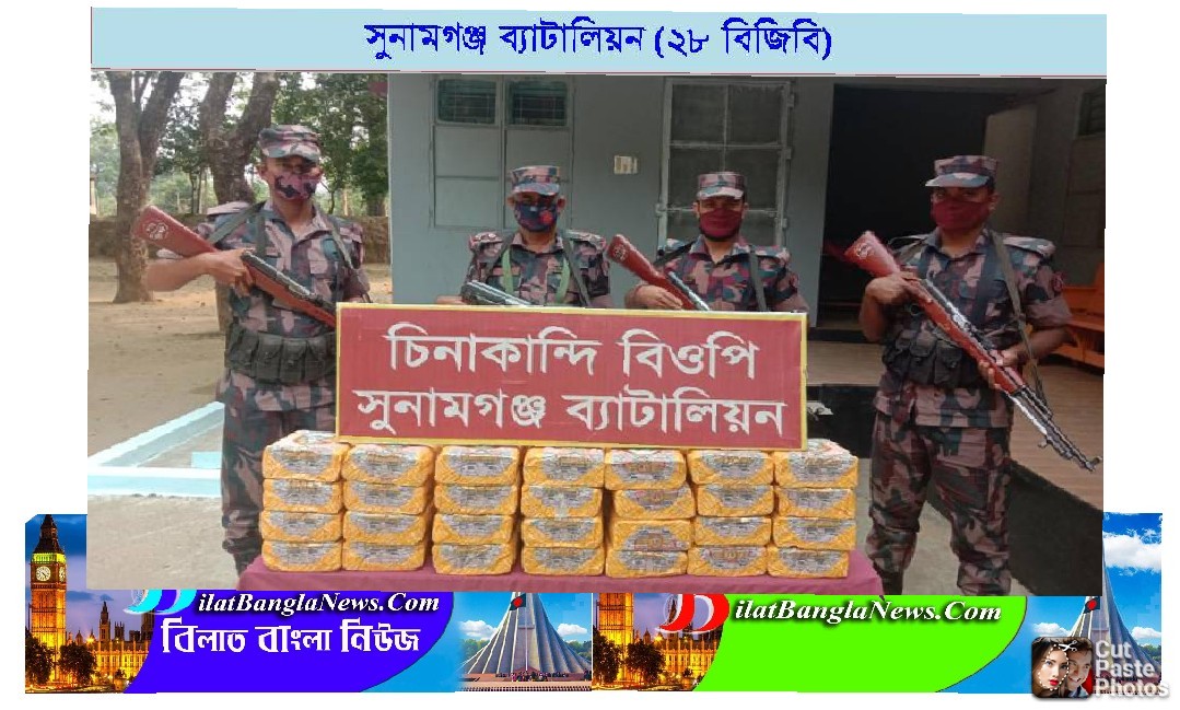 সুনামগঞ্জের বিভিন্ন সীমান্তে লক্ষাধিক টাকার ভারতীয় পণ্য আটক করেছে বিজিবি