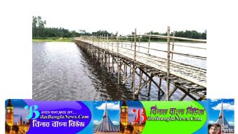 জগন্নাথপুরে উন্নয়ন বঞ্চিত এলাকার আলুখাল নদীতে বাঁশের সেতু নির্মাণ