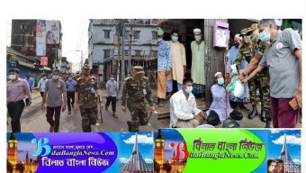 সুনামগঞ্জে সেনাবাহিনীর টহল ও ত্রাণ বিতরণ