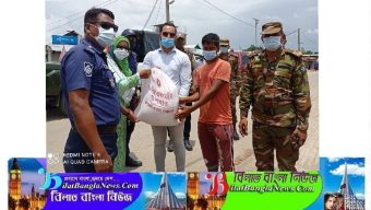 লকডাউন কার্যকরে বিশ্বমভর পুরে যৌথ বাহিনীর টহল ও খাদ্য বিতরণ