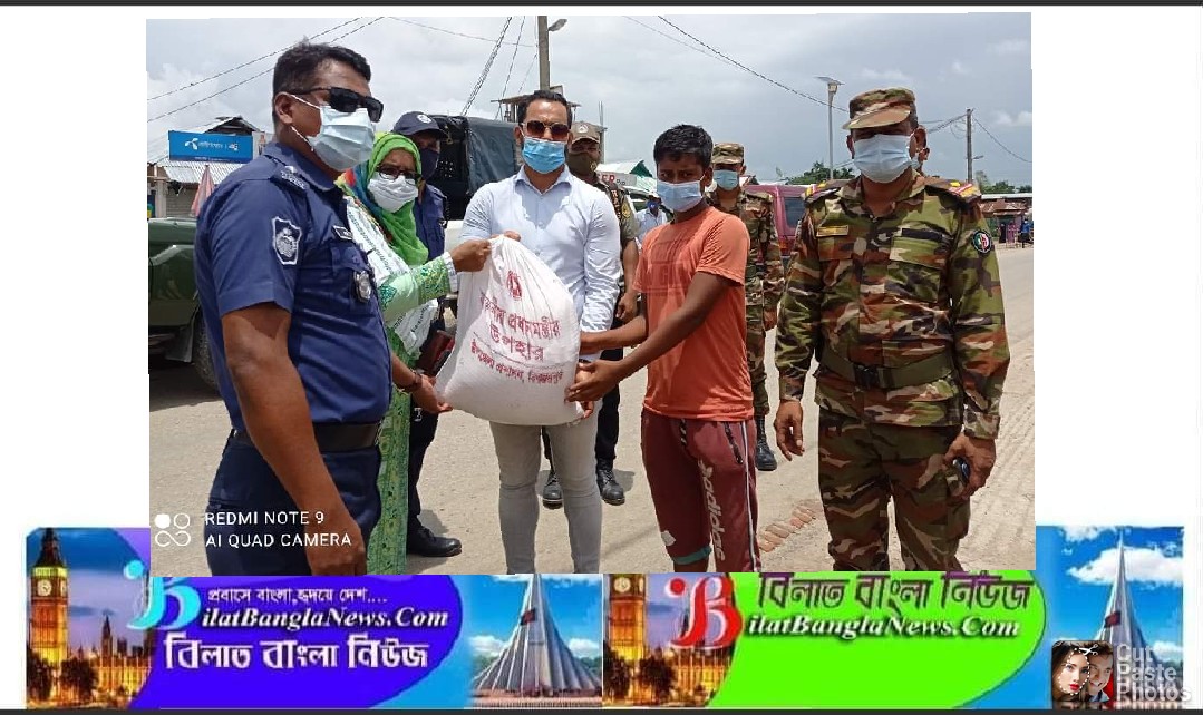 লকডাউন কার্যকরে বিশ্বমভর পুরে যৌথ বাহিনীর টহল ও খাদ্য বিতরণ