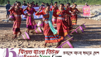 জলবায়ু দুর্গত গ্রাম থেকে লোকনৃত্যের মাধ্যমে বিশ্ব নেতৃবৃন্দের কাছে হাজং নারীদের প্রতিবাদ ও দাবী