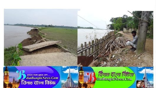 সুনামগঞ্জের ছাতক সুরমা নদীর ভাঙনে শতাধিক রাস্তাঘাট নদীগর্ভে বিলীন