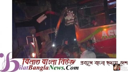 হবিগঞ্জে বাস-ট্রাক ত্রিমুখী সংঘর্ষ,নিহত ৪