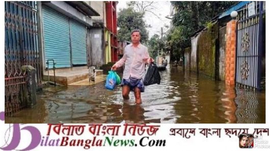 এক সপ্তাহ পর সুরমার পানি বিপদসীমার নিচে নামলেও জলাবদ্ধতা দুর হয়নি