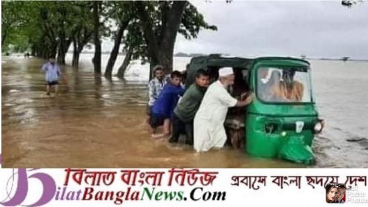 সুনামগঞ্জে বন্যা পরিস্থিতির কিছুটা উন্নতি হলেও দুর্ভোগ কমেনি মানুষের