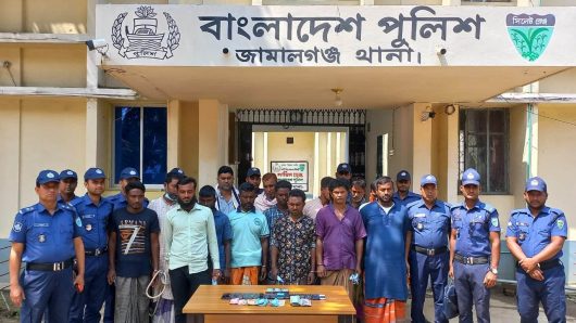 জামালগঞ্জ থানা পুলিশের অভিযানে জুয়া খেলার সামগ্রীসহ ১৫ জন জুয়ারী গ্রেফতার