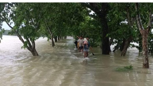 সুনামগঞ্জে বৃষ্টিপাত কমলেও পাহাড়ী ঢল অব্যাহত,মানুষের দুর্ভোগ চরমে
