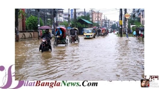 জলাবদ্ধতায় ডুবছে সিলেট নগরের বেশিরভাগ এলাকা:জনজীবন অচল