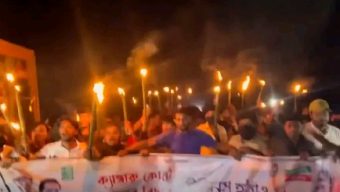 সিলেটে নিষিদ্ধ ছাত্রলীগের মশালমিছিল
