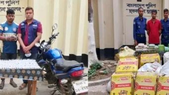 ছাতকে পুলিশের অভিযানে ভারতীয় পন্য সহ দুই চোরাকারবারী আটক