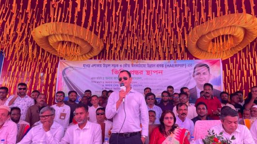 হাওরাঞ্চলের মানুষের যোগাযোগ ব্যবস্থার উন্নতির লক্ষ্যে সুনামগঞ্জে উড়াল সড়কের ভিত্তি প্রস্তর স্থাপন।