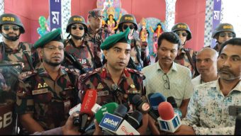শারদীয় দুর্গাপূজা- উপলক্ষে পূজামণ্ডপের সার্বিক নিরাপত্তায় সুনামগঞ্জ ব্যাটেলিয়ান ২৮ বিজিবির নিরাপত্তা প্রস্তুতি।