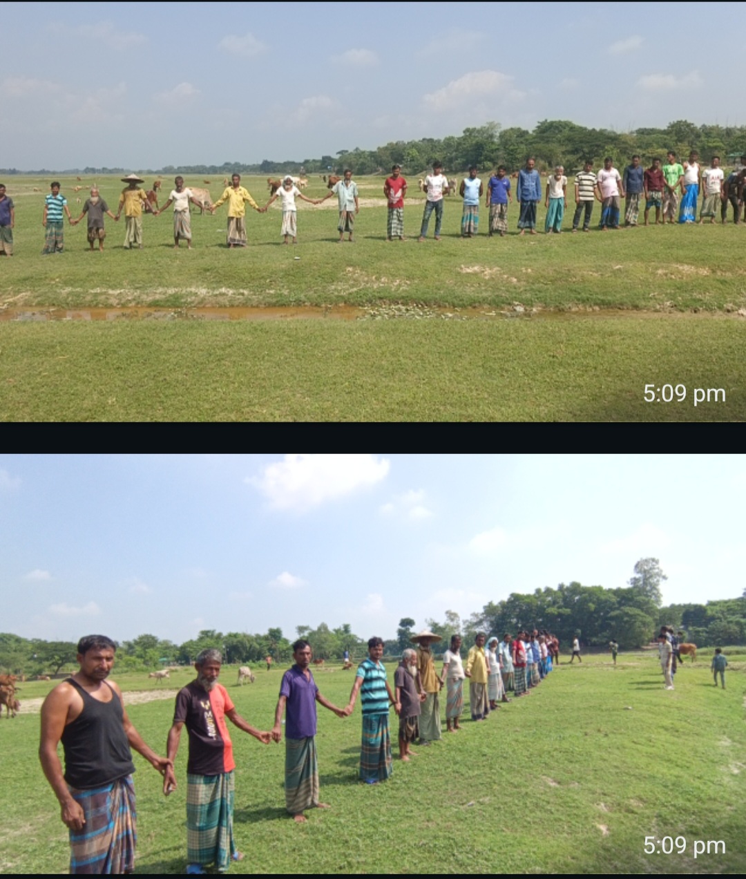 কৃষিজমির কাজ ও গবাদিপশুর চারণভূমি রক্ষায় মানববন্ধন